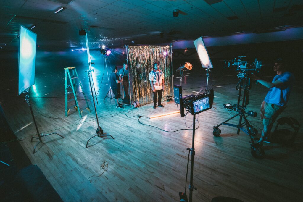 Team filming a video stream
